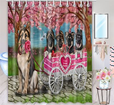 #ad German Shepherd Shower Curtain Personalized Hooks Many Dog Designs NWT