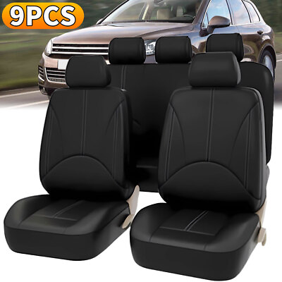 #ad Car 5 Seat Covers Full Set Waterproof Leather Universal for Auto Sedan SUV Truck