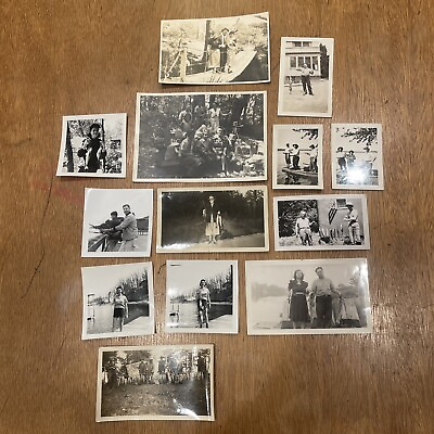 #ad Lot of 10 VTG Iconic Women Fishing Camping Photographs Bamp;W Outdoors Hiking