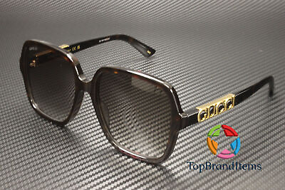 #ad GUCCI GG1189S 003 Rectangular Squared Acetate Havana Brown 58 Women#x27;s Sunglasses