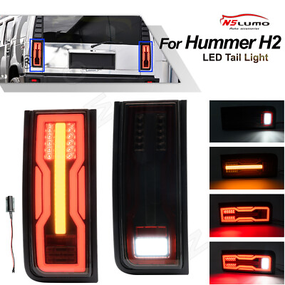 #ad Smoked LED Tail Lights Turn Signal Reverse Lamp Assy For 2003 2009 Hummer H2 SUV