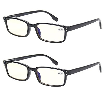 #ad Computer Glasses 2 Pair UV Protection Anti Blue Rays Anti Glare Black 2.5 x