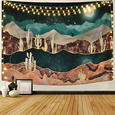 #ad Mountain Tapestry Moon Tapestry Desert Cactus Tapestry Starry Night Nature Lands