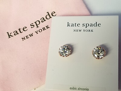 #ad Kate Spade Rose Gold THAT SPARKLE Clear Cubic Zirconia Round Stud Earrings