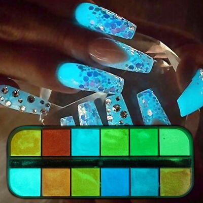 #ad Fluorescence Nail Art Glitter Luminous Light Powder Manicure Neon Color Pigment