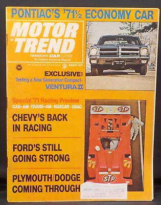 #ad Motor Trend MAGAZINE Mar #x27;71Racing Preview CAN AM TRANS AM NASCAR USAC BX6