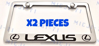 #ad X2 Lexus Stainless Steel Chrome Mirror License Plate Frame Rust Free W Caps