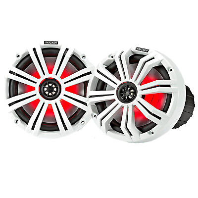 #ad 2x of Kicker 8quot; OEM Marine Coaxial White Speakers with MultiColor LED Lighting
