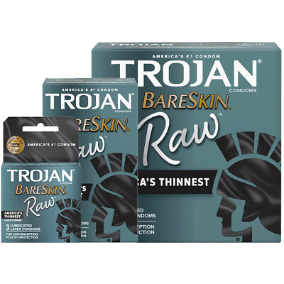 #ad Trojan Bareskin RAW Thinnest Sensitive Lubricated Latex Condoms