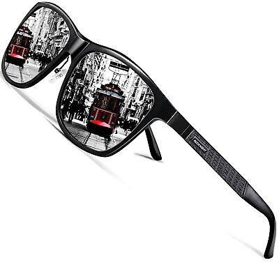 #ad HD Polarized UV Sunglasses for Men Silver Mirrored Sunglasses Women Metal Square
