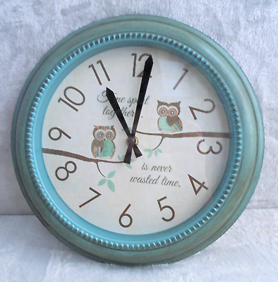 #ad quot;Time Spent Together is Never Wasted Timequot; Owl Round Wall Clock Turquoise Decor