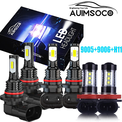 #ad 9005 9006 H11 LED Combo Headlights Fog Light Kit High Low Beam Bulbs White 6000K