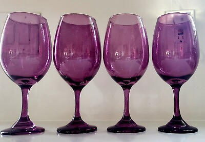 #ad Purple Stemmed Wine Glasses. Set Of 4