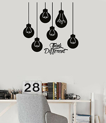 #ad Vinyl Wall Decal Think Different Light Bulb Quote Business Stickers ig5325