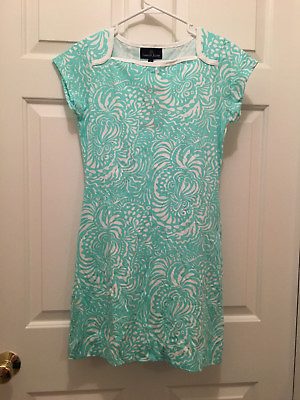 #ad NWT Lauren James Women#x27;s The Skyler Ocean Blue White Summer Dress Medium $44.95
