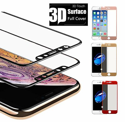 #ad For iPhone X 7 8 Plus Xs Max XR Full Coverage Tempered Glass Screen Protector