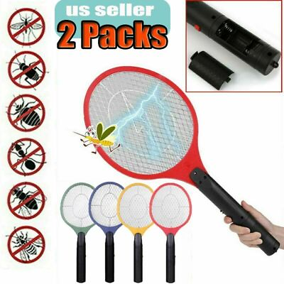 #ad 2X Electric High voltage Electric Fly Swatter Mosquito Racket Bug Zapper Killer