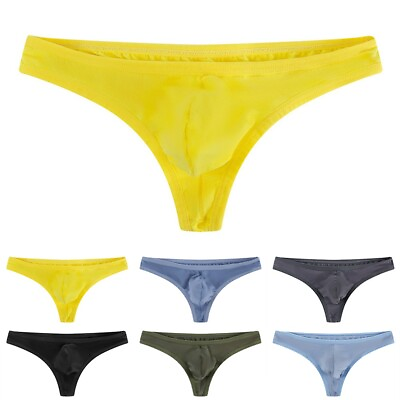 #ad Sexy Men#x27;s T Back Thong Underwear with Soft Pouch Low Waist Bikini Briefs