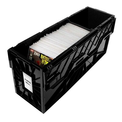 #ad BCW LONG Comic Book Storage Box Bin Heavy Duty Plastic Stackable Hold 300 Bags