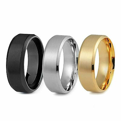 #ad Men Black Stainless Titanium Color Ring Wedding Lover Couple Rings Women 6 12