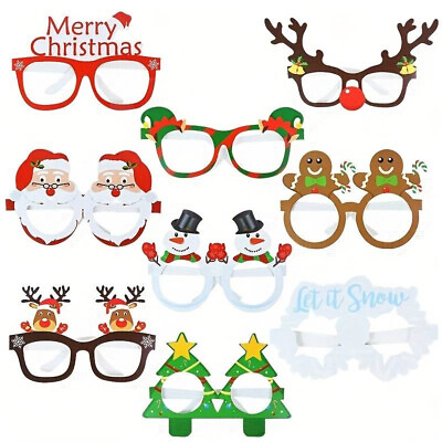 #ad 9pcs Santa Snowman Christmas Photo Fancy Novelty Eye Glasses Props Decoration