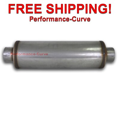 #ad Thunderbolt 4quot; Stainless Steel Performance Diesel Muffler 24quot; Body 8quot; Round