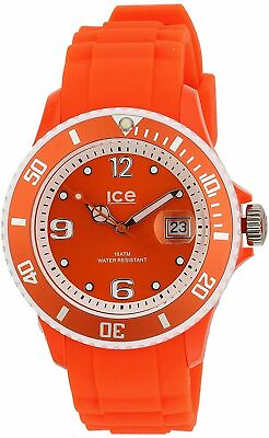 #ad Ice Watch Sunshine Orange Dial Silicone Strap Date Man#x27;s Watch