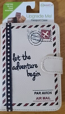 #ad Passport Holder Case Let The Adventure Begin Air Mail Travel Wallet Miamica New