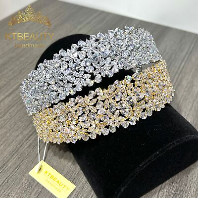 #ad Rhinestone Zircon Big Tiara Headband Bridal Wedding Dressing Crown Accessory