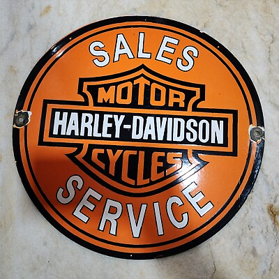 #ad HARLEY SALES 16 INCHES ROUND ENAMEL SIGN $60.00