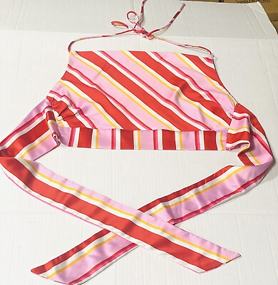 #ad Princess Polly New Stripe Satin Halter Crop Top Size 2 Women Shirt