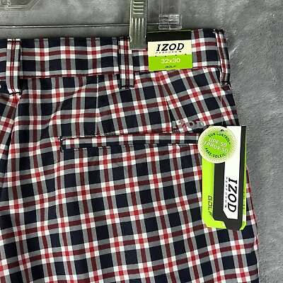 #ad IZOD PerformX Golf Pants Mens 32x30 Red Blue Plaid UPF50 New Performance Blend