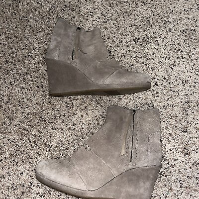 #ad Womens Toms Suede Wedge Booties Size 8