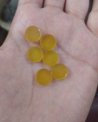 #ad 50 Pcs Natural Yellow Chalcedony Round Both Side Flat Back 8x8mm Gemstone