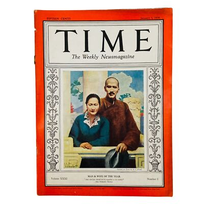 #ad VTG Time Magazine January 3 1938 Vol 31 No. 1 Chiang Kai shek amp; Soong Mei ling