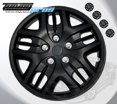 #ad Matte Black Style 025 16 Inches Hubcap Wheel Cover Rim Skin Covers 16quot; Inch 4pcs