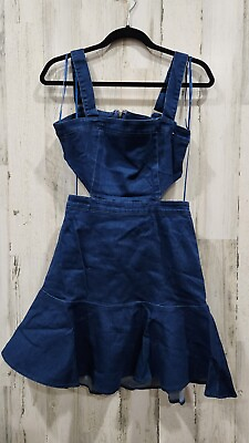 #ad UNIQUE VINTAGE Size MEDIUM Blue Indigo Denim Cutout Mini Dress**Stylish**NWT**