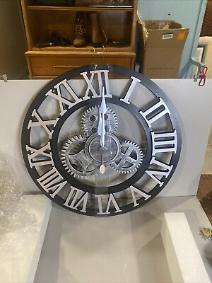 #ad Large Clock Oversized 3D retro rustic decorative art big gear wooden Boxed
