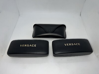 #ad Lot of 2 Versace Black Gold Hard Eyeglasses Sunglasses Shell Case amp; 1 Ralph Polo