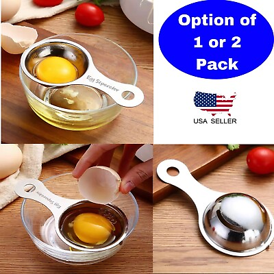 #ad Stainless Steel Egg Yolk White Separator Divider Holder Sieve Kitchen Tool US