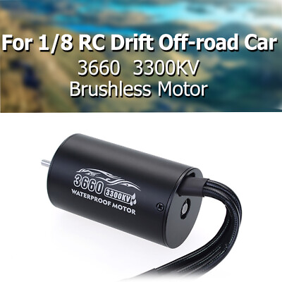 #ad 3660 3300KV Brushless Sensorless Waterproof Motor 4 Pole 3.175mm For 1 8 RC Car