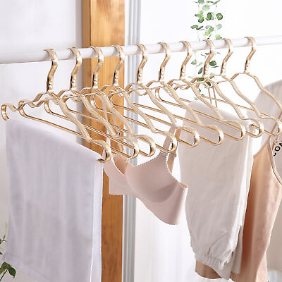 #ad 10pcs set Coat Hanger Space saving Smooth Aluminium Alloy More Thicken Clothes