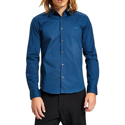 #ad Hugo Mens Blue Logo Slim Fit Casual Button Down Shirt S BHFO 9803