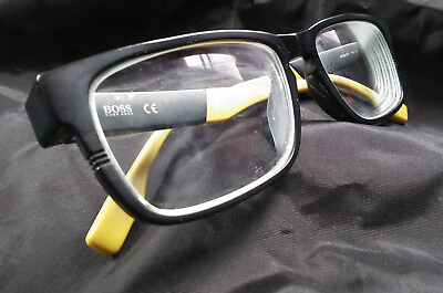 #ad Hugo Boss Men#x27;s Eyeglasses 0917 1XE 145 Black Yellow Optical Frames Designer