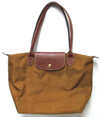 #ad Longchamp Le Pliage 0874537 canvas leather medium tote bag purse satchel zip top
