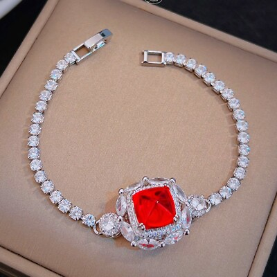 #ad New 10mm Sugar Tower Red Garnet White Topaz Gemstone Charm Women Girl Bracelets