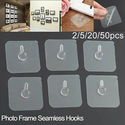 #ad 2 50PCS Reusable Adhesive Wall Hooks for Frames and Clocks Strong and Seamless