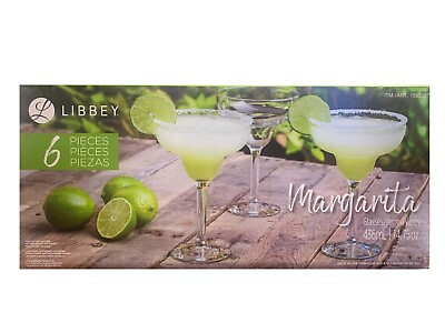 #ad Libbey Margarita Glasses 6 Pack 14.75oz Each Thick Rim Wide Bowl