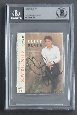 #ad CLINT BLACK SIGNED SLABBED BECKETT BAS COA CASSETTE COVER COUNTRY AUTOGRAPHED