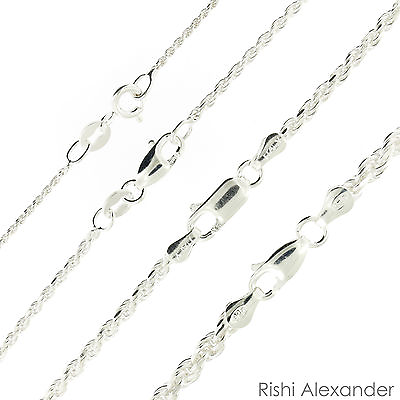 #ad 925 Sterling Silver Diamond Cut Rope Chain Necklace .925 Italy All Sizes $23.99